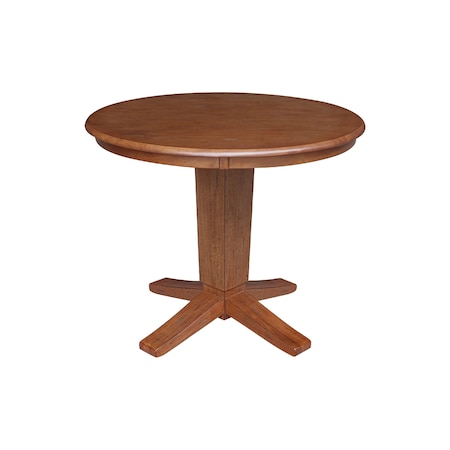 International Concepts 36 in. Solid Wood Round Top Pedestal Dining Table - 29.9 in. High, Distressed Oak K42-36RT-23B